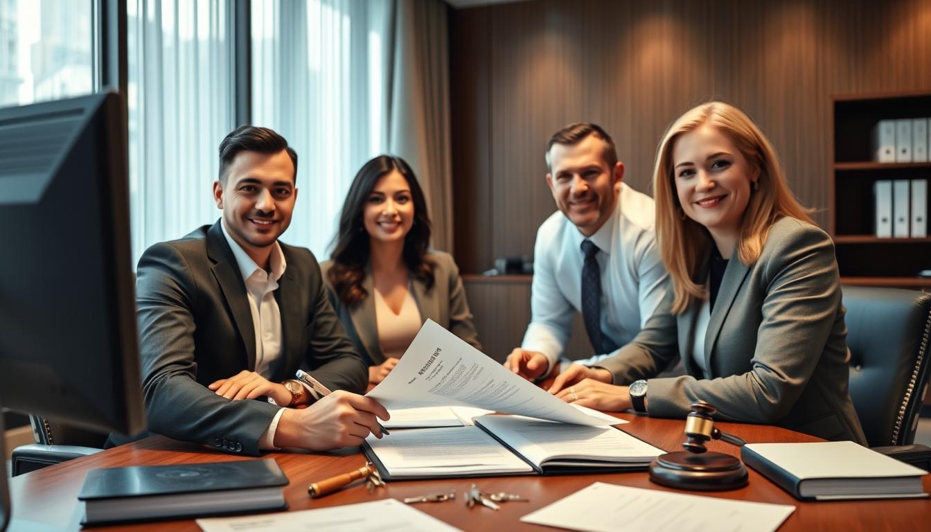 Family reviewing legal documents